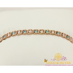 Серебряный браслет позолоченный с камнями р3703т